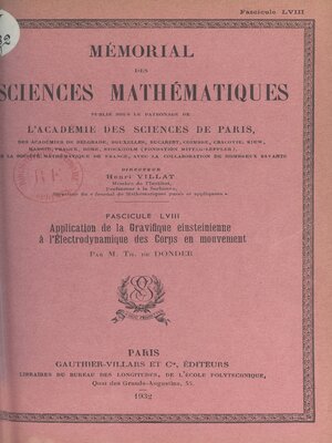 cover image of Application de la gravifique einsteinienne à l'électrodynamique des corps en mouvement